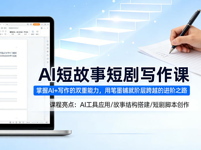AI短故事短剧写作课，掌握AI+写作的双重能力，用笔墨铺就阶层跨越的进阶之路-学链网创
