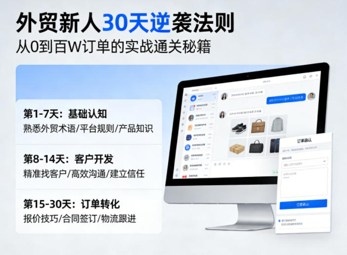 外贸新人30天逆袭法则，教你从0到百W订单的实战通关秘籍-学链网创