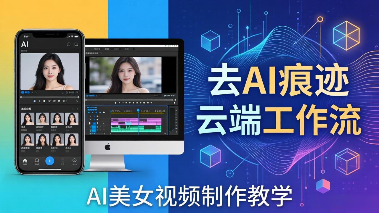 AI美女视频制作教学：去AI痕迹，云端工作流出图，手机电脑均可，不需要配置-学链网创