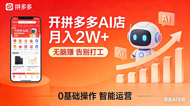 开一家拼多多AI店，月入2W+，无脑赚，告别打工，附SOP手册-学链网创