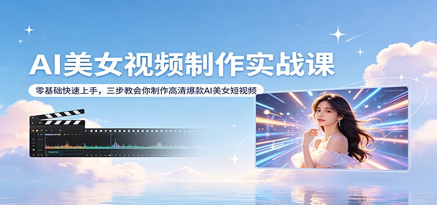 AI美女视频制作实战课：零基础快速上手，三步教会你制作高清爆款AI美女短视频-学链网创