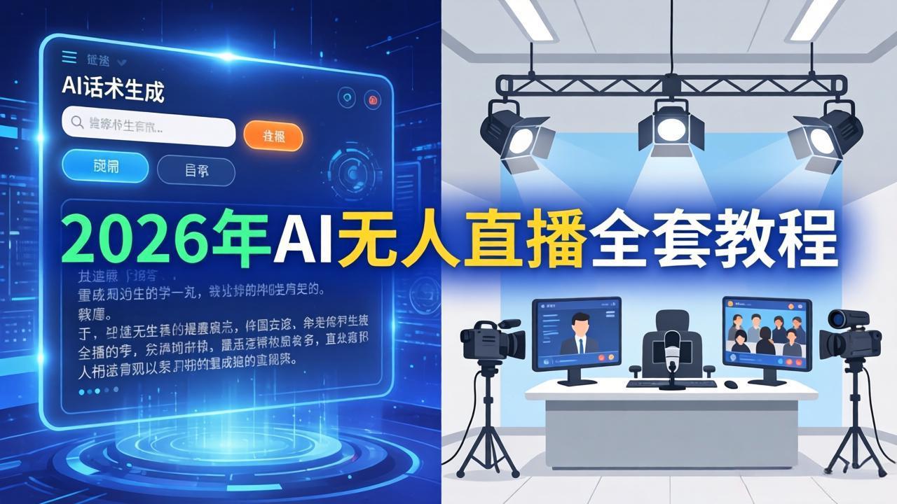 2026年AI无人直播全套教程：OBS安装+软件配置+直播间搭建+话术生成+一键开播实操-学链网创