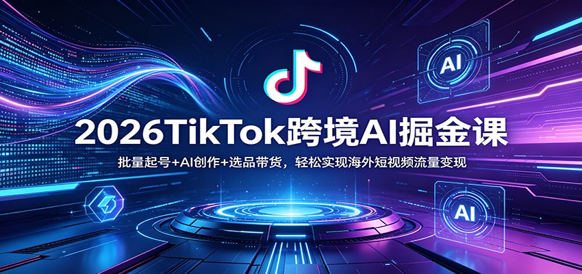 2026TikTok跨境AI掘金课：批量起号+AI创作+选品带货，轻松实现海外短视频流量变现-学链网创
