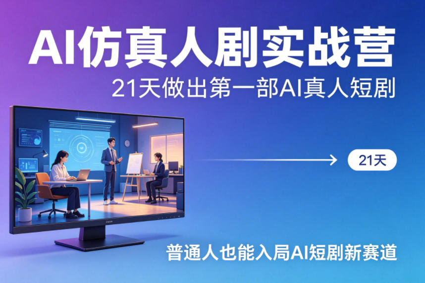AI仿真人剧实战营，21天做出第一部AI真人短剧，普通人也能入局AI短剧新赛道-学链网创