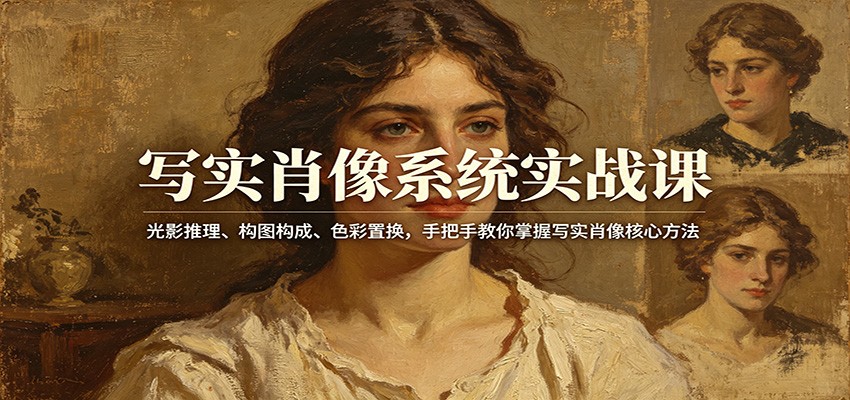 写实肖像系统实战课：光影推理、构图构成、色彩置换，手把手教你掌握写实肖像核心方法-学链网创