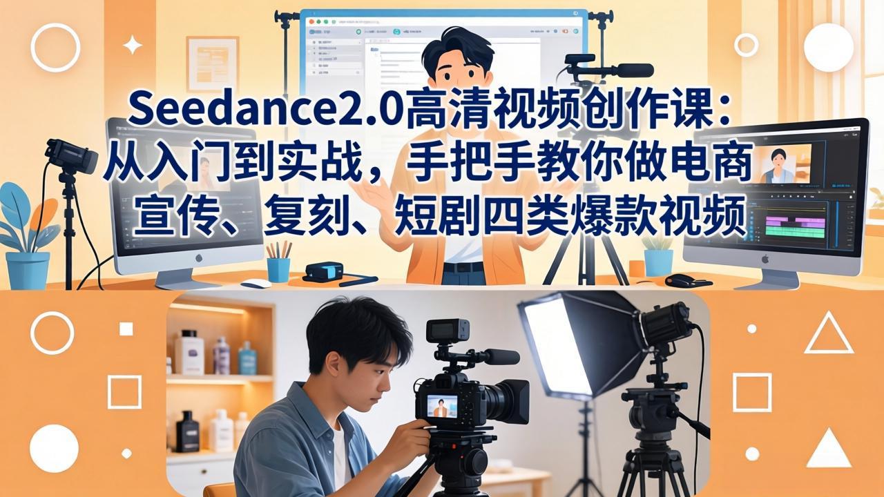 Seedance2.0高清视频创作课：从入门到实战，手把手教你做电商、宣传、复刻、短剧四类爆款视频-学链网创