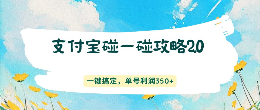 支付宝碰一碰攻略2.0，一键搞定，单号利润350+-学链网创