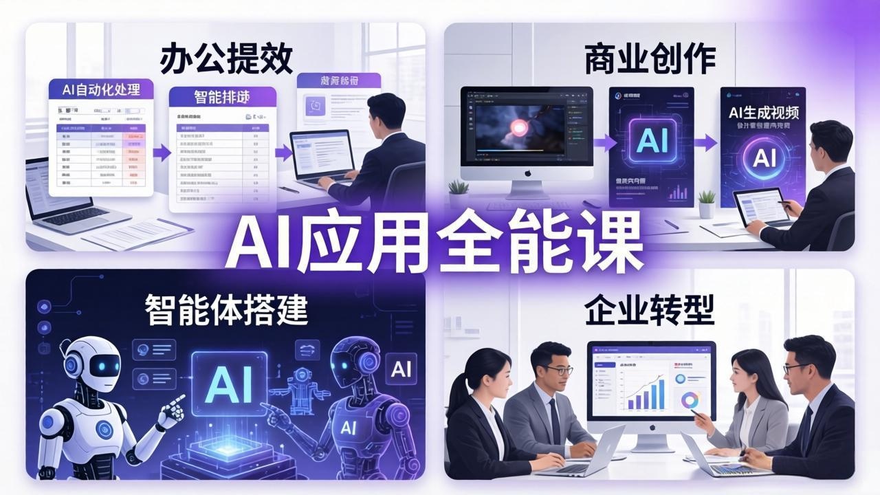 AIGC 应用师全能课-更新：办公提效、商业创作、智能体搭建、企业转型，一站式学会AI应用-学链网创