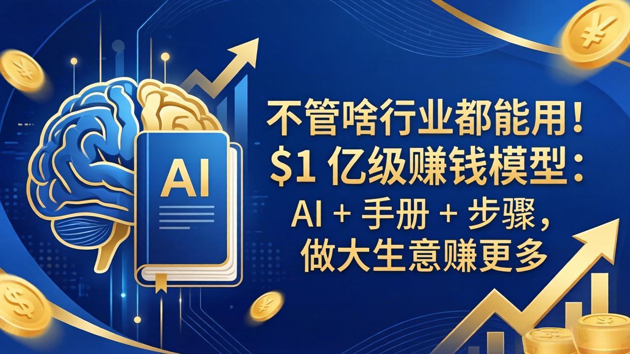 不管啥行业都能用！$1 亿级赚钱模型：AI + 手册 + 步骤，做大生意赚更多-学链网创