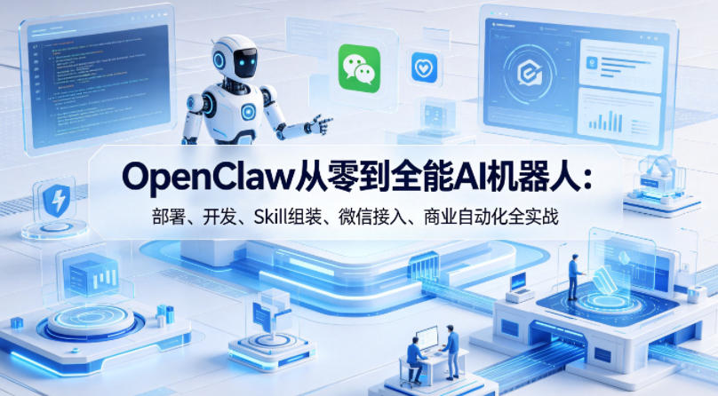 OpenClaw从零到全能AI机器人：部署、开发、Skill组装、微信接入、商业自动化全实战-学链网创