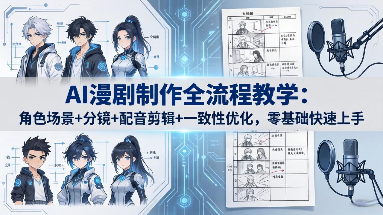 AI漫剧制作全流程教学：角色场景+分镜+配音剪辑+一致性优化，零基础快速上手-学链网创