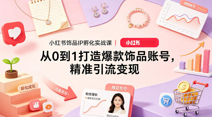 小红书饰品IP孵化实战课｜从0到1打造爆款饰品账号，精准引流变现-学链网创