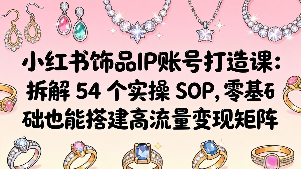 小红书饰品IP账号打造课：拆解 54 个实操 SOP，零基础也能搭建高流量变现矩阵-学链网创