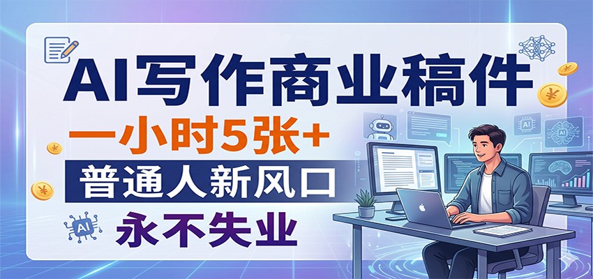 AI写作商业稿件，一小时5张+，普通人新风口，永不失业-学链网创