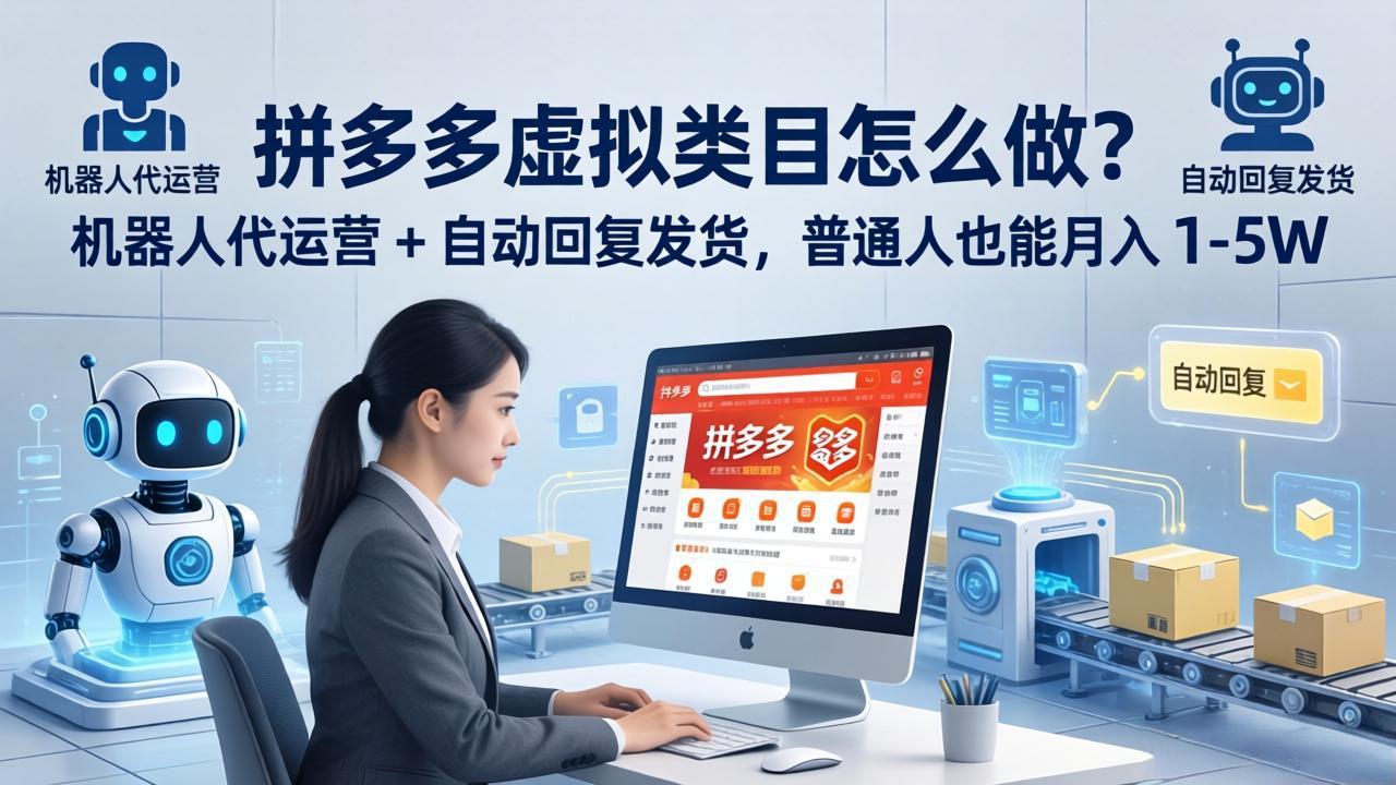 拼多多虚拟类目怎么做？机器人代运营 + 自动回复发货，普通人也能月入 1-5W-学链网创