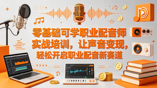零基础可学职业配音师实战培训，让声音变现，轻松开启职业配音新赛道-学链网创