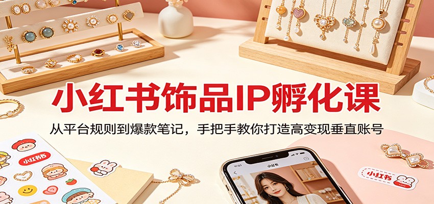 小红书饰品IP孵化课：从平台规则到爆款笔记，手把手教你打造高变现垂直账号-学链网创