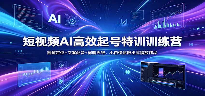 短视频AI高效起号特训训练营：赛道定位+文案配音+剪辑思维，小白快速做出高播放作品-学链网创