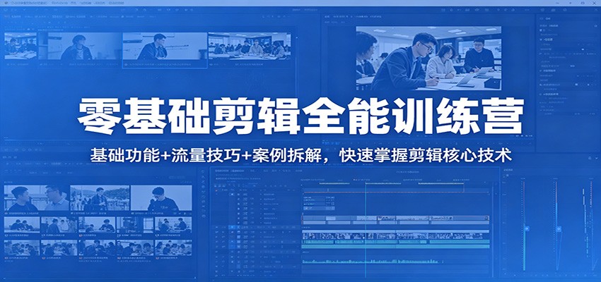 零基础剪辑全能训练营：基础功能+流量技巧+案例拆解，快速掌握剪辑核心技术-学链网创