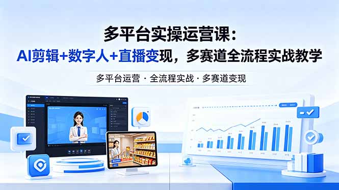 某团队多平台实操运营课-更新26年4月20：AI剪辑+数字人+直播变现，多赛道全流程实战教学-学链网创