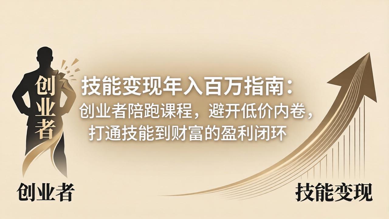 技能变现年入百万指南：创业者陪跑课程，避开低价内卷，打通技能到财富的盈利闭环-学链网创