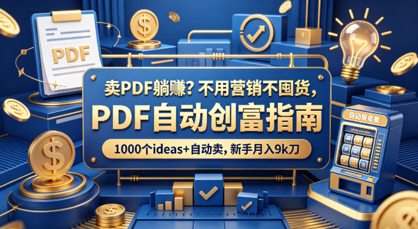 卖PDF躺賺？不用营销不囤货，PDF自动创富指南，1000个ideas+自动卖，新手月入9k刀【原创双语字幕】-学链网创