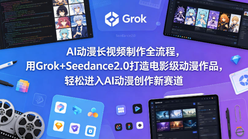 AI动漫长视频制作全流程，用Grok+Seedance2.0打造电影级动漫作品，轻松进入AI动漫创作新赛道-学链网创