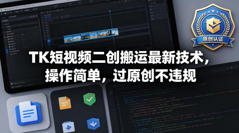 TK短视频二创搬运最新技术，操作简单，过原创不违规-学链网创