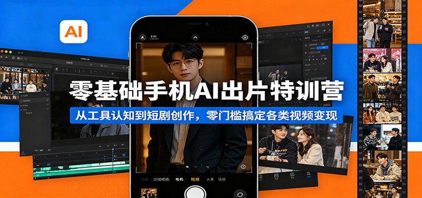 零基础手机AI出片特训营：从工具认知到短剧创作，零门槛搞定各类视频变现-学链网创