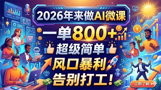 2026年来做AI微课，一单800+，超级简单，风口暴利，告别打工！-学链网创