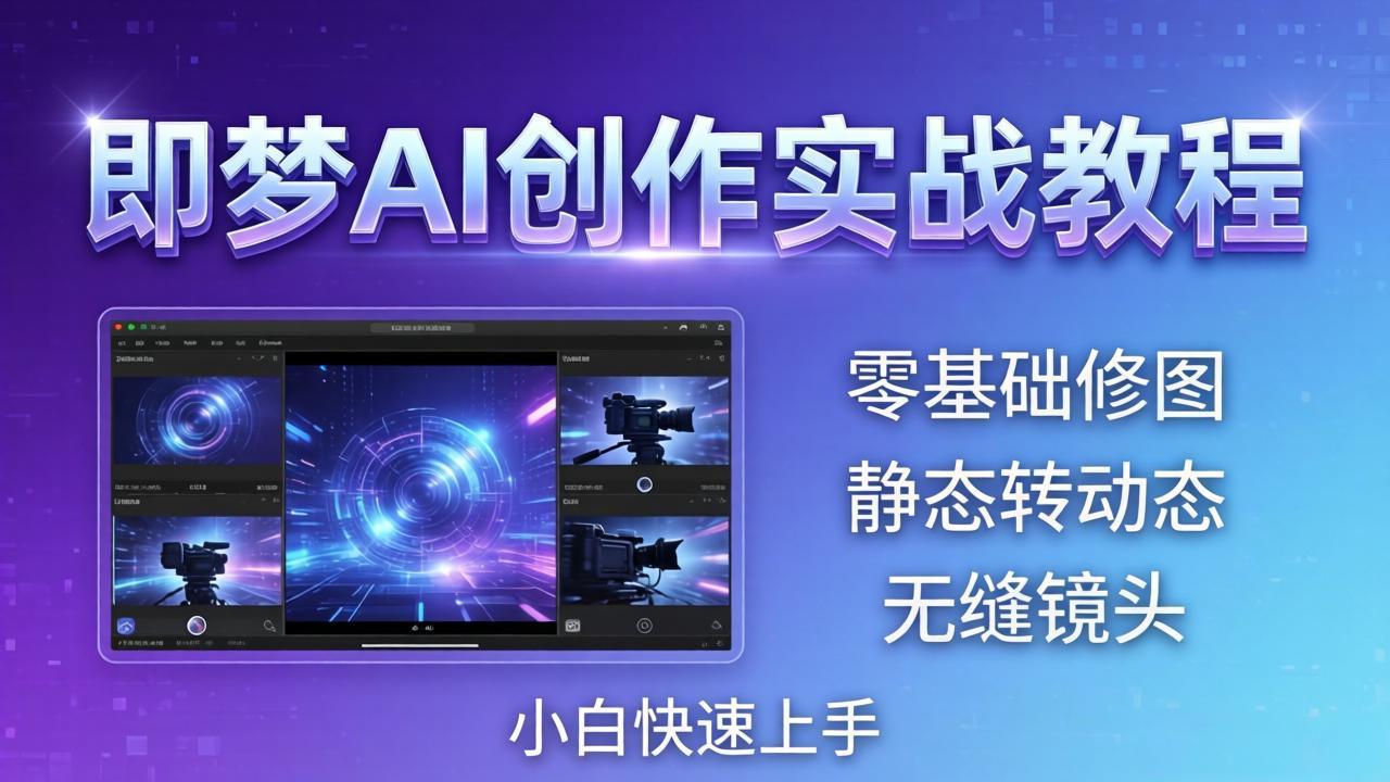 即梦AI创作实战教程，从零基础修图到AI导演，实战教学静态转动态+无缝镜头，小白快速上手-学链网创