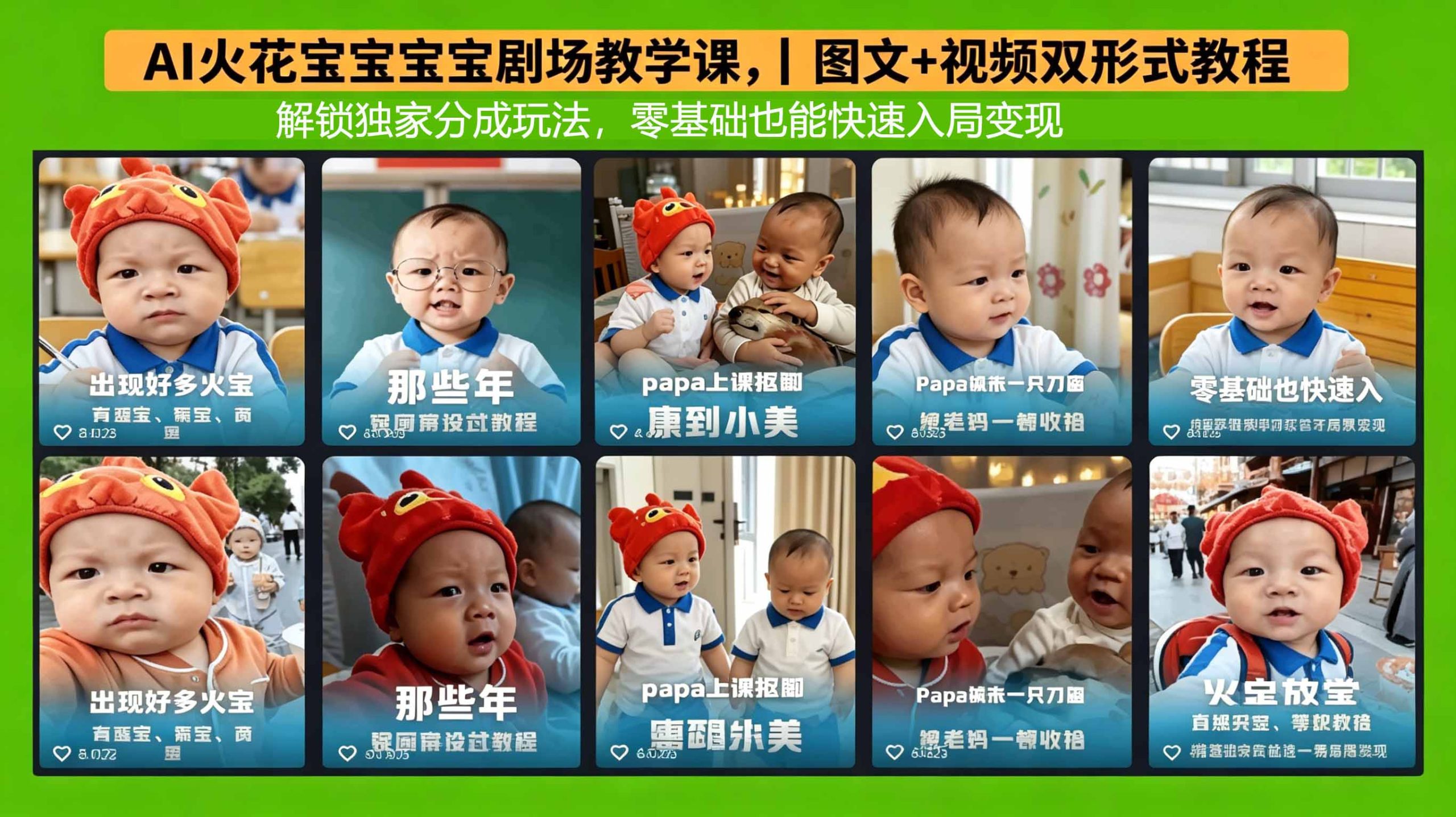 AI火花宝宝宝宝剧场教学课，图文+视频双形式教程，解锁独家分成玩法，零基础也能快速入局变现-学链网创