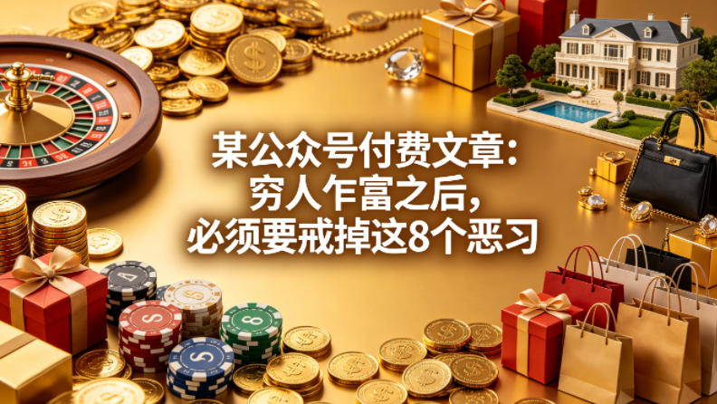 某公众号付费文章：穷人乍富之后，必须要戒掉这8个恶习-学链网创
