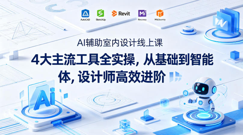 AI辅助室内设计线上课｜4大主流工具全实操，从基础到智能体，设计师高效进阶-学链网创