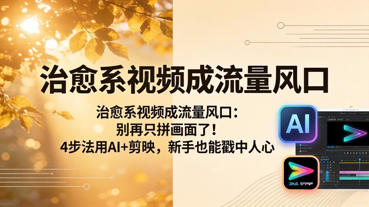 治愈系视频成流量风口：别再只拼画面了！4步法用AI+剪映，新手也能戳中人心-学链网创