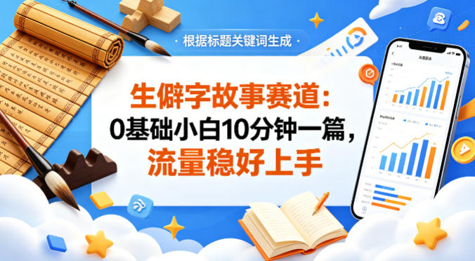 公众号流量主——生僻字故事赛道，流量稳，好上手，0基础小白也能10分钟一篇-学链网创