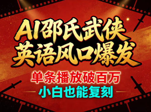 AI邵氏武侠英语风口爆发，单条播放破百万，小白也能复刻-学链网创