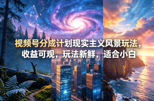 视频号分成计划现实主义风景玩法，收益可观，玩法新鲜，适合小白-学链网创