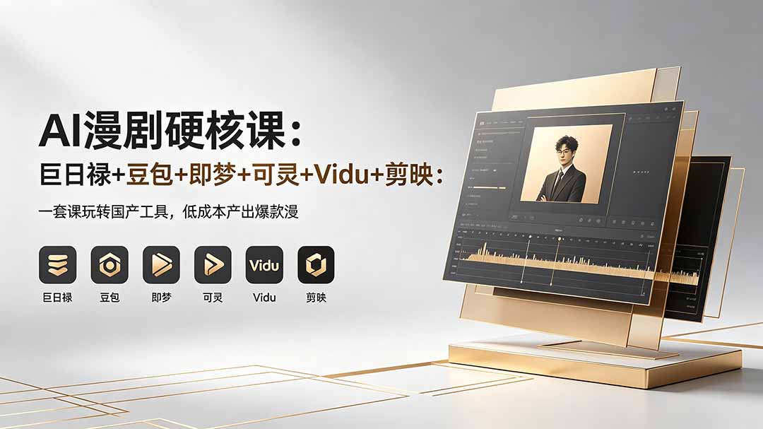 AI漫剧硬核课：巨日禄+豆包+即梦+可灵+Vidu+剪映：一套课玩转国产工具，低成本产出爆款漫剧-学链网创