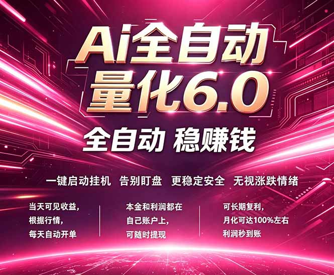 最新AI量化交易6.0，24小时自动运行，绿色稳定！日入1000+-学链网创
