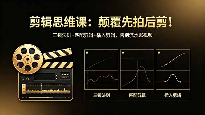 剪辑思维课：颠覆先拍后剪！三镜法则+匹配剪辑+插入剪辑，告别流水账视频-学链网创