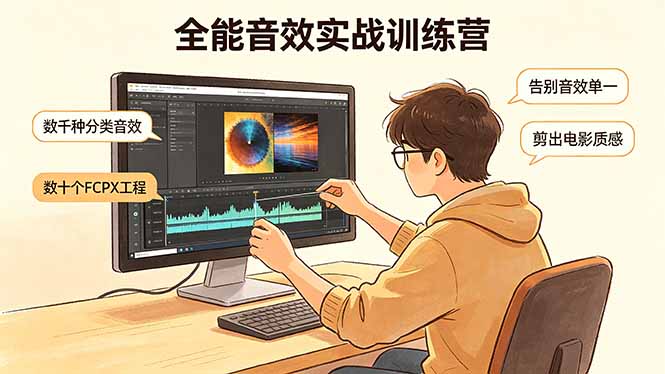 全能音效实战训练营：数千种分类音效+数十个FCPX工程，告别音效单一，剪出电影质感-学链网创