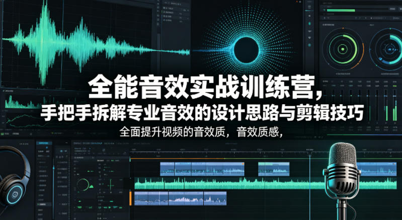 全能音效实战训练营，手把手拆解专业音效的设计思路与剪辑技巧，全面提升视频的音效质感-学链网创