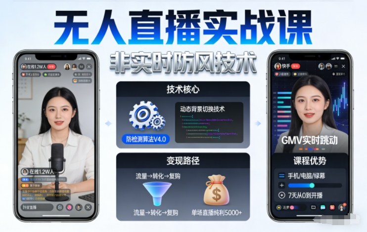 宝子哥无人直播实战课，非实时防风技术，聚焦抖音快手等平台直播带货，轻松开启直播变现之路(更新2026年5月02日)-学链网创