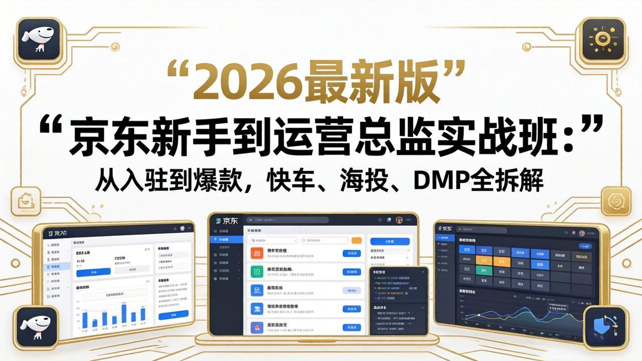 京东新手到运营总监实战班：从入驻到爆款，快车、海投、DMP全拆解，2026最新版-学链网创