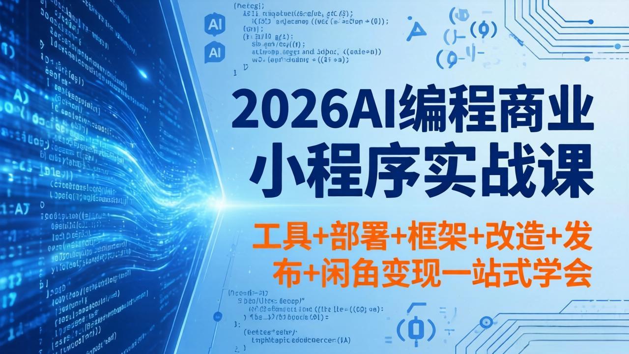 2026AI编程商业小程序实战课，工具+部署+框架+改造+发布+闲鱼变现一站式学会-学链网创