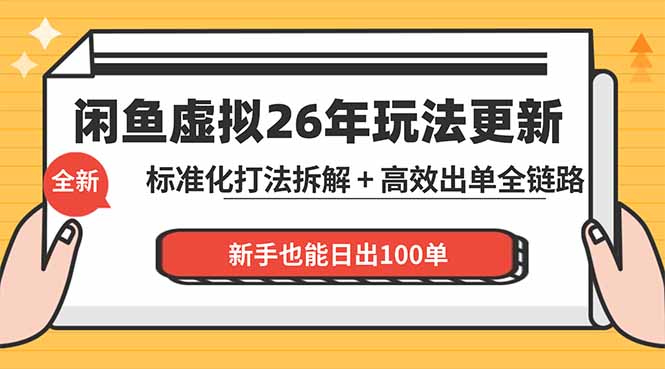 闲鱼虚拟从0到1系统化运营课程：标准化打法拆解 + 高效出单全链路教学，新手也能日出100单-学链网创