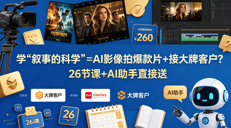 学《叙事的科学》=AI影像拍爆款片+接大牌客户？26节课+AI助手直接送【原创双语字幕】-学链网创
