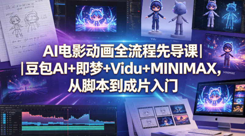 AI电影动画全流程先导课｜豆包AI+即梦+Vidu+MINIMAX，从脚本到成片入门-学链网创