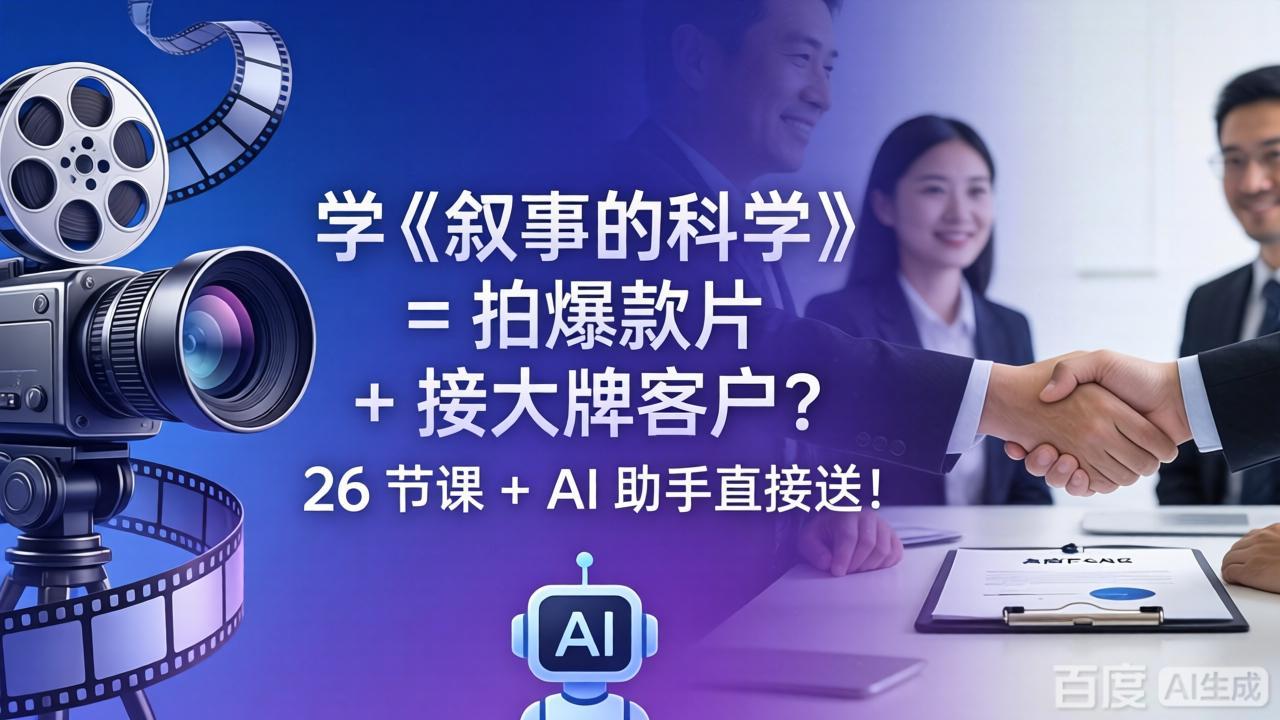学《叙事的科学》= 拍爆款片 + 接大牌客户？26 节课 + AI 助手直接送！-学链网创